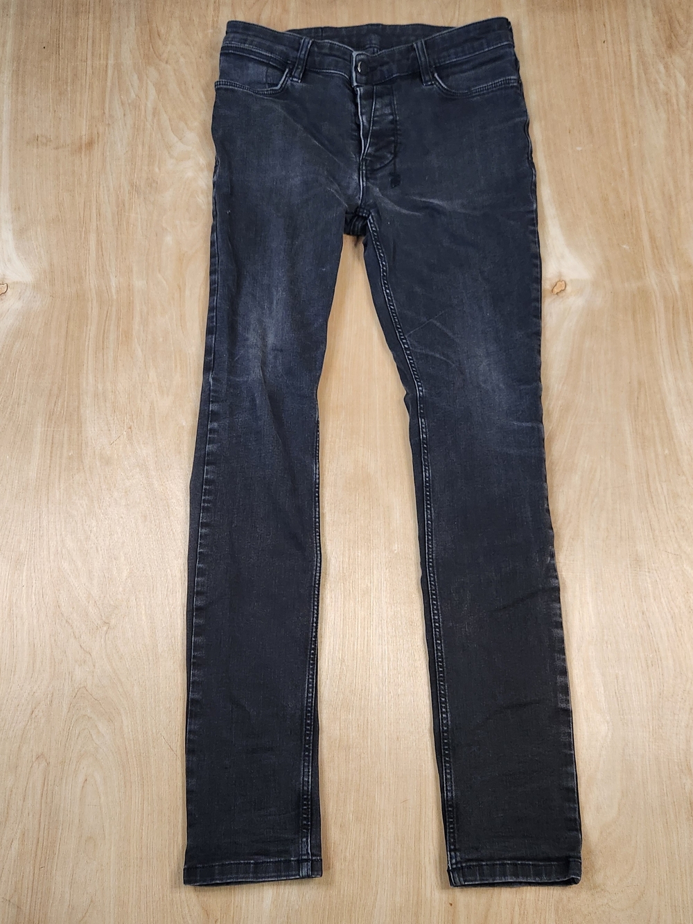 Ksubi Skinny Washed Black Jeans With Pockets And Print Details Size 29